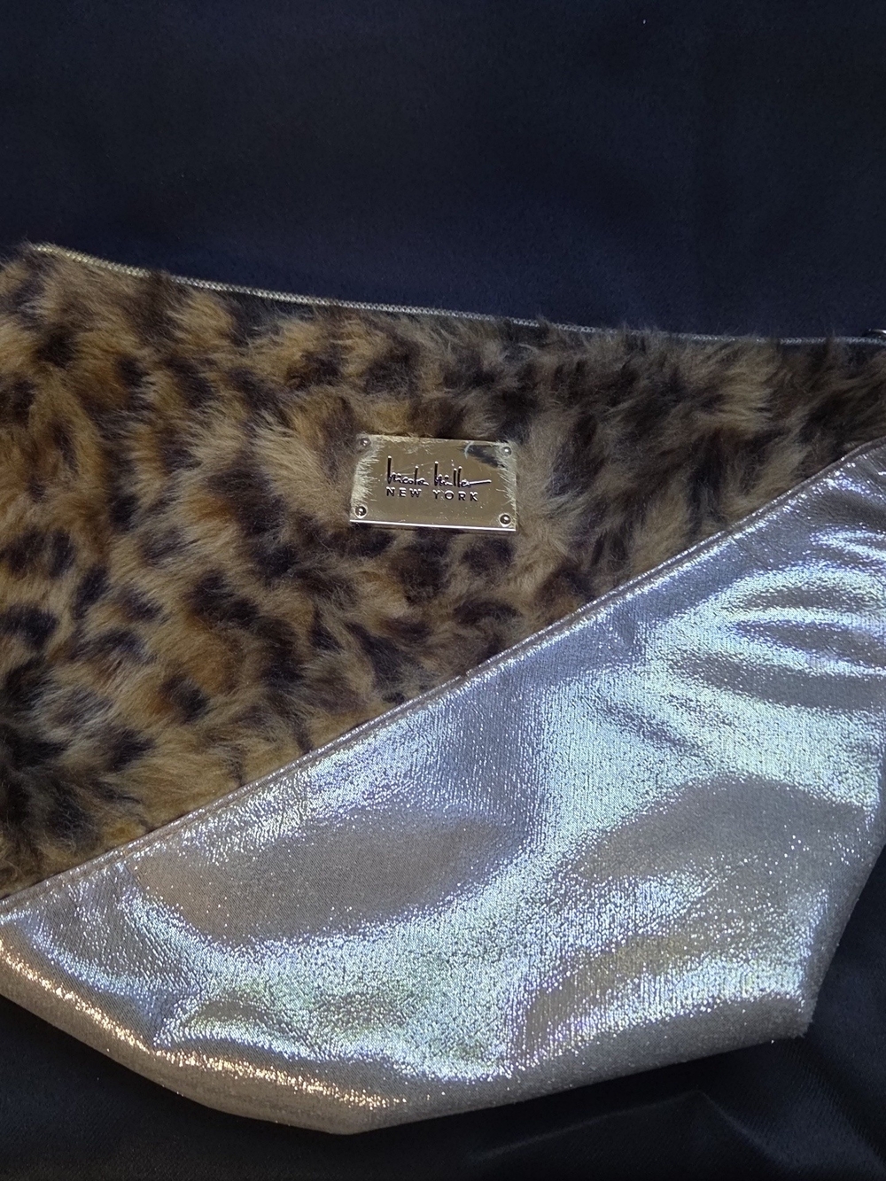 Nicole Miller New York Leopard Faux Fur & Gold Clutch